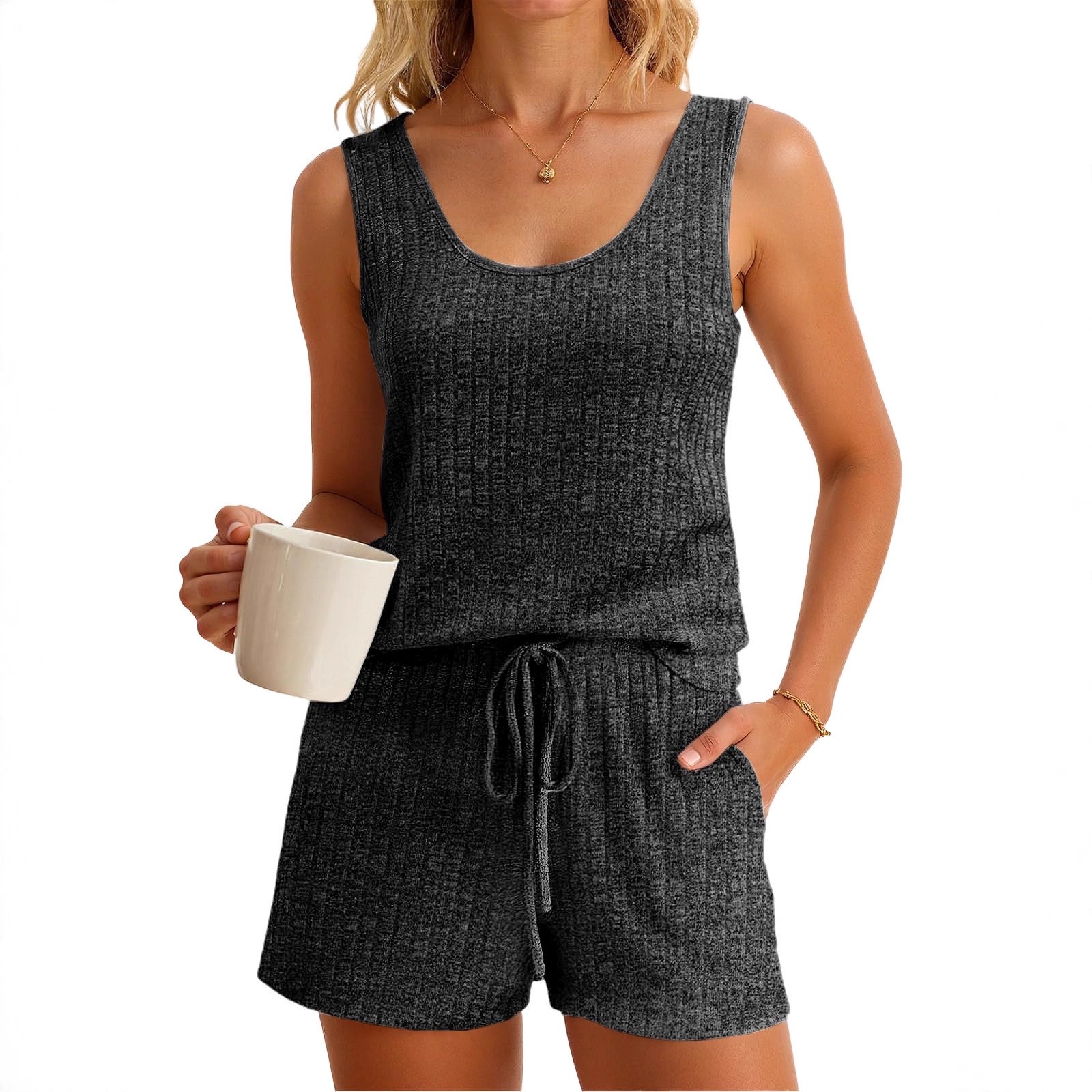 Dames lente-zomer mouwloze tan - Tank Top Ribbed recensie en prijs